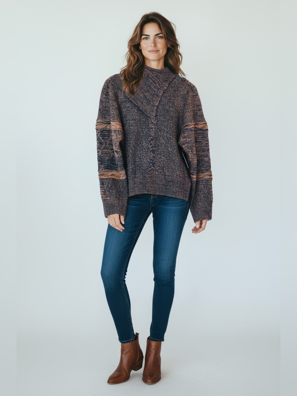 Joie Women’s Jemel Peacoat Multi Cozy Turtleneck Sweater Size Small NWT